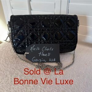 Christian Dior Black Patent Leather Chain Bag-Crossbody, Shoulder Bag or Clutch
